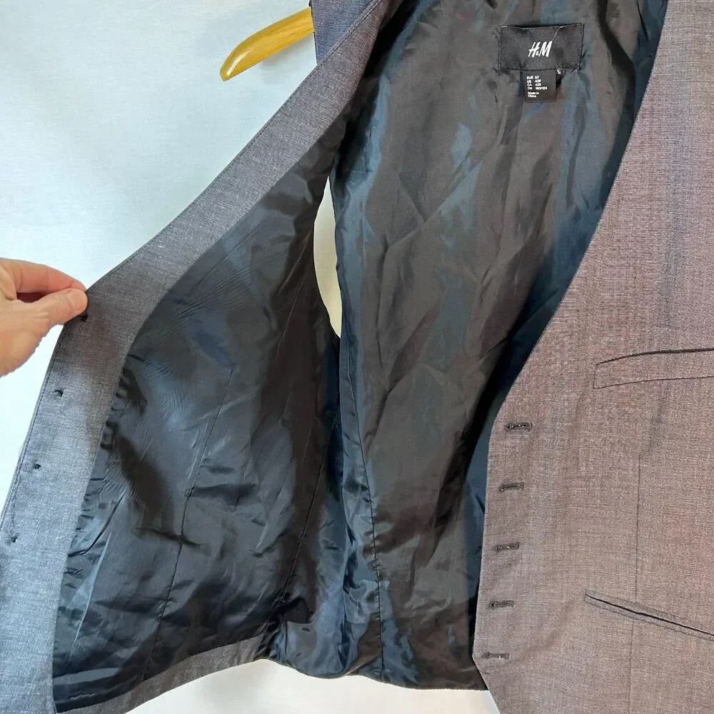 H&M Men's Gray Classic 5 Button-Front Waistcoat Suit Vest Size 42R